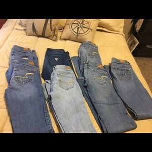 Jeans. American Eagle, Guess. Size 0